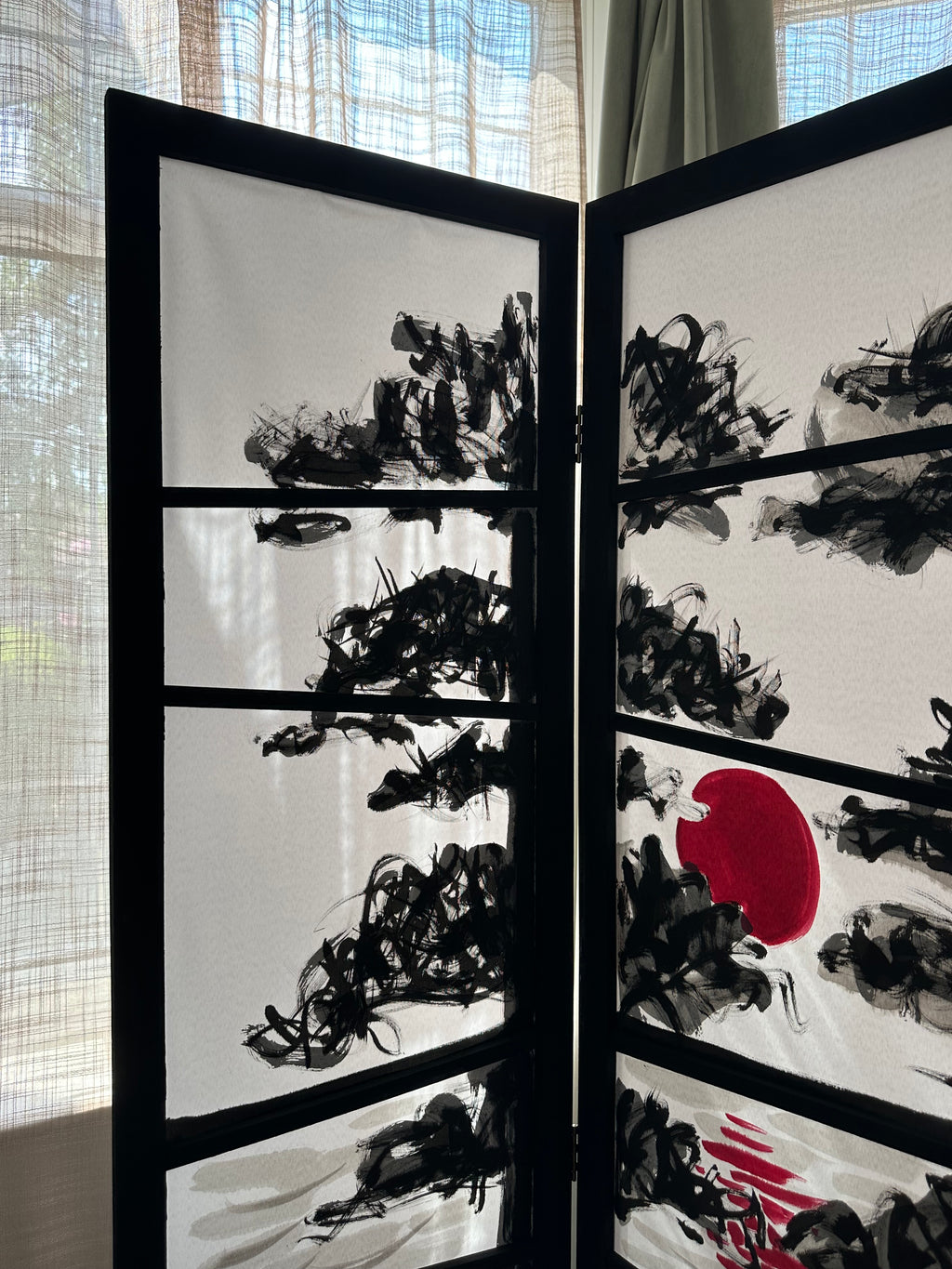 Hand-painted Room Divider Screen