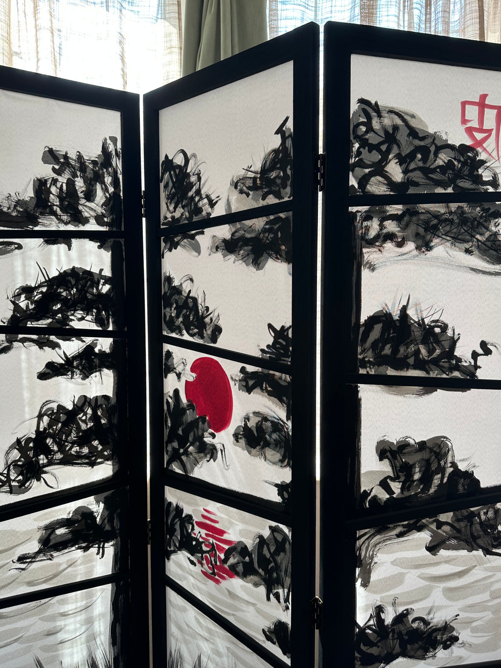 Hand-painted Room Divider Screen
