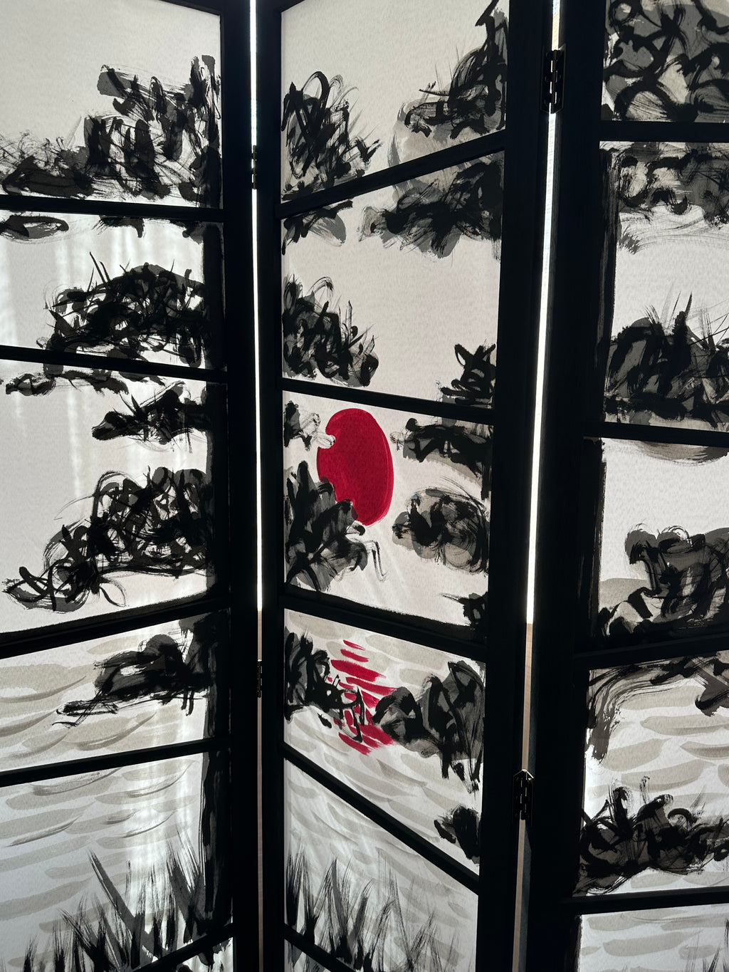 Hand-painted Room Divider Screen