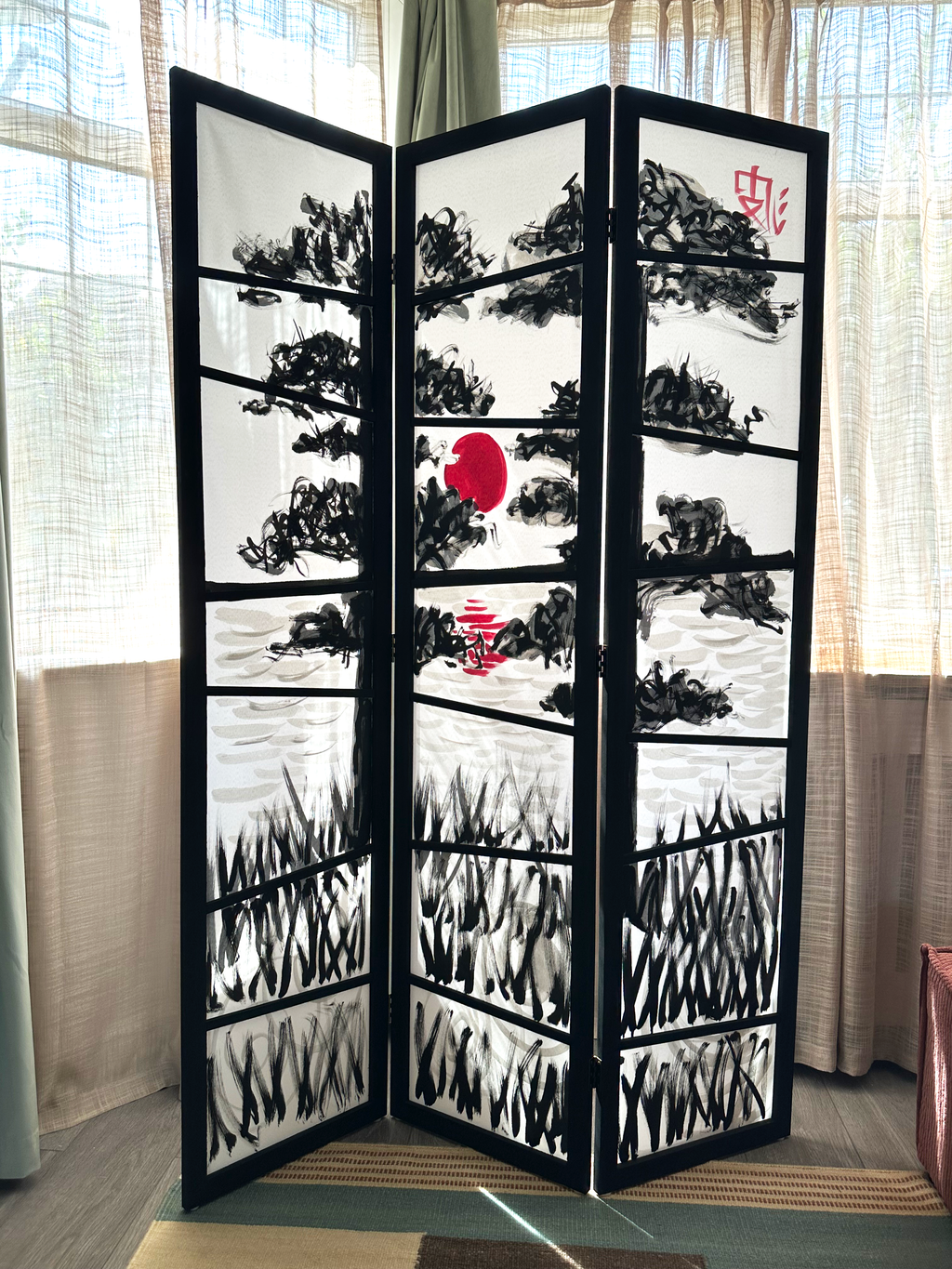 Hand-painted Room Divider Screen
